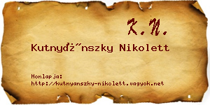 Kutnyánszky Nikolett névjegykártya